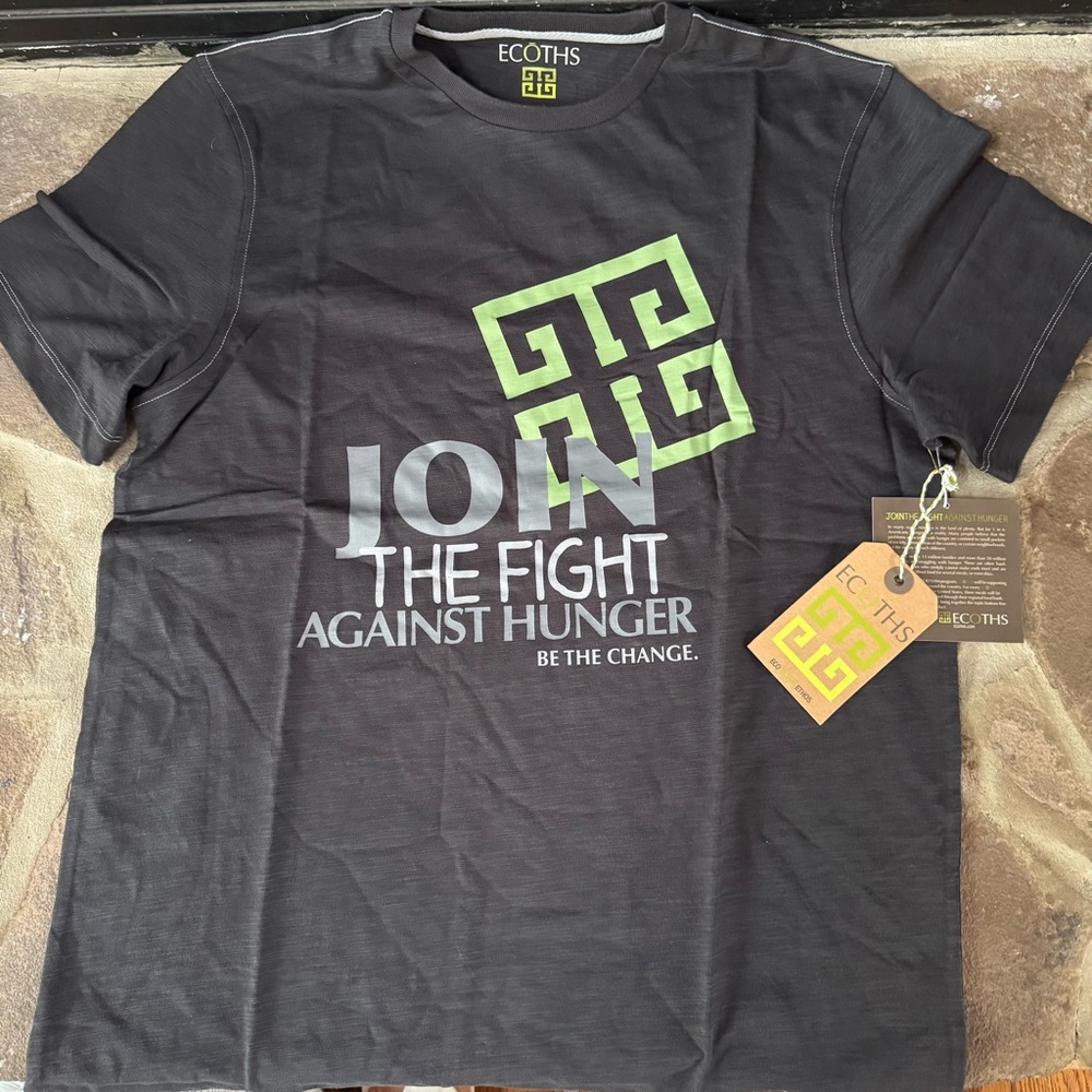 Ecoths Unisex Black T-Shirt Fight Against Hunger XL organic cotton nwt